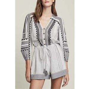 Veronica Beard White and Black Printed Romper
